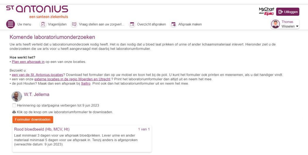 Labo Formulier Uw laboratoriumformulier | St. Antonius Ziekenhuis